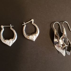 2 pairs of sterling silver pierced earrings